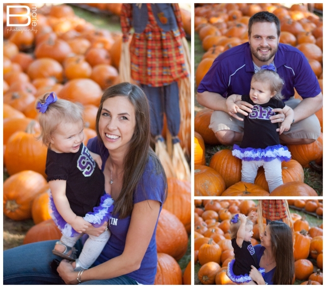 Nacogdoches family portraits with little girl in pumpkin patch